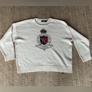Lauren Ralph Lauren intarsia cotton crest cream women’s 3X pullover